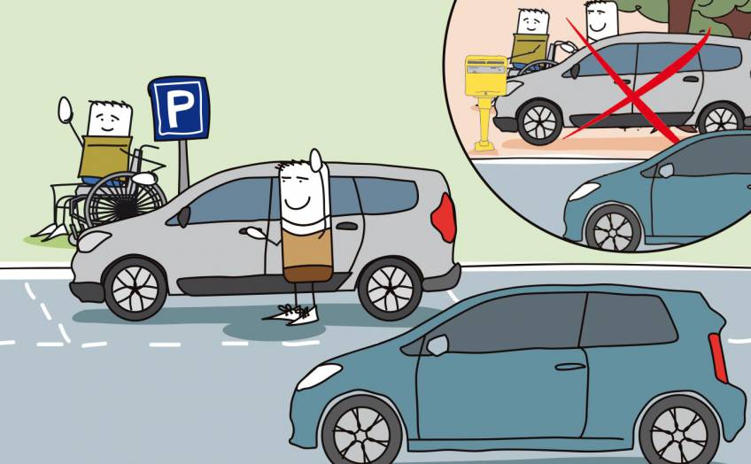 Les conducteurs handicapés doivent apposer leur carte de stationnement côté  conducteur du pare-brise du véhicule.